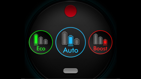 The three buttons showing the three settings: Eco, Auto, and Boost.